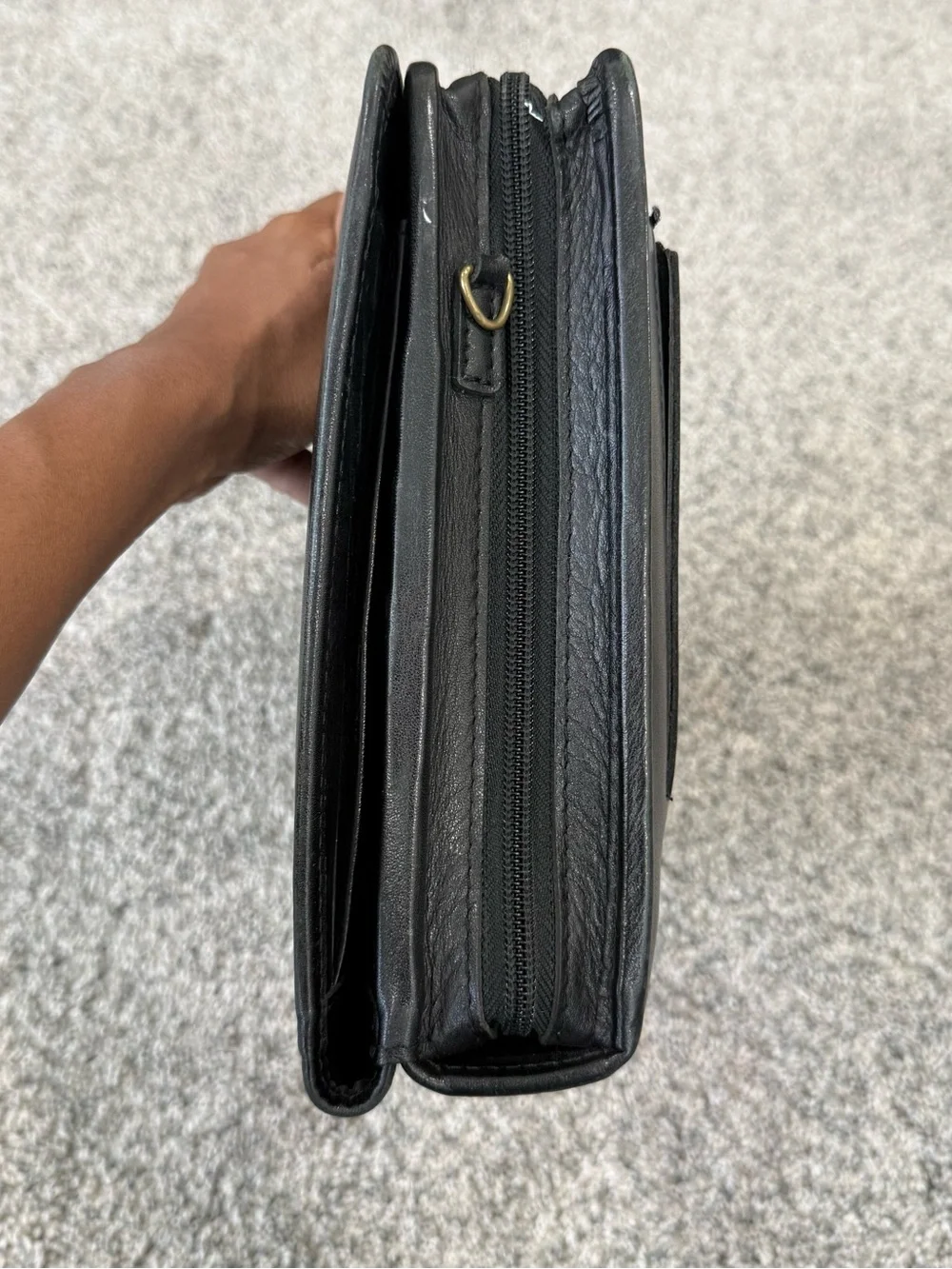Vintage Franklin Covey Full Grain Leather Black Zip Around Planner 7 Ring Binder